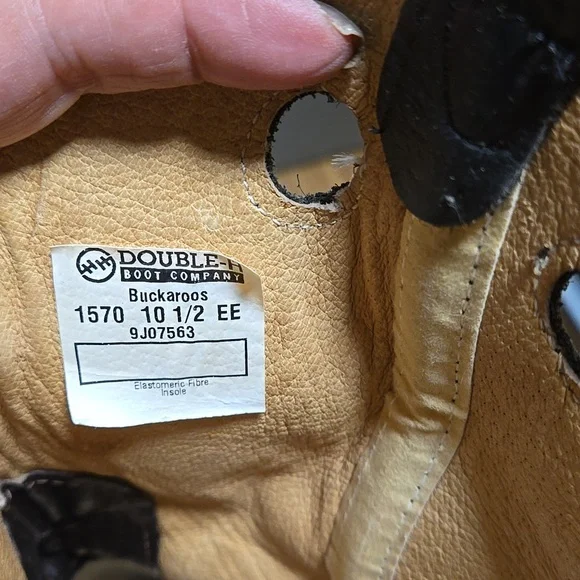 Double H Vintage 1999 Buckaroo Leather Cowboy Boots Mens Size 10.5EE